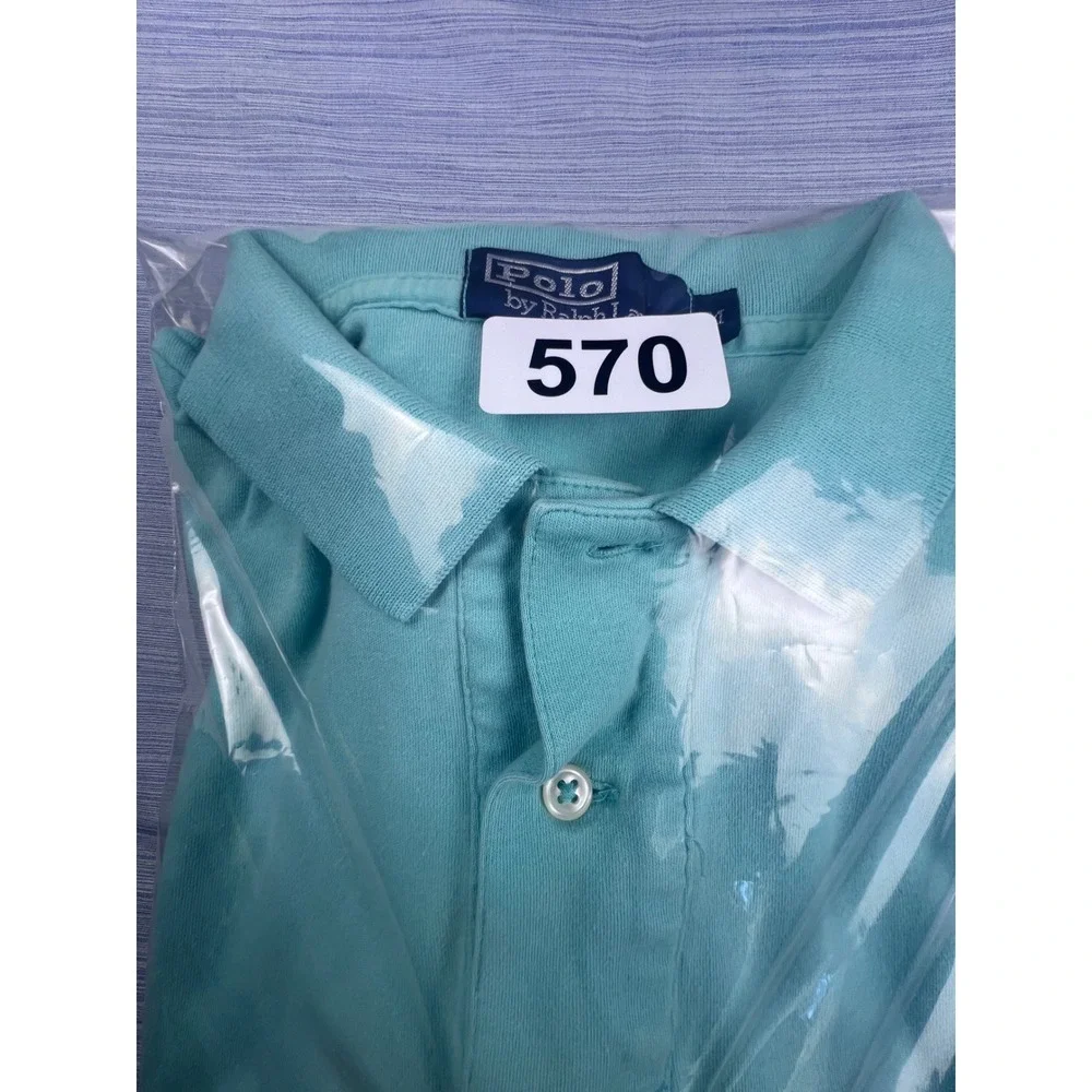 Polo Ralph Lauren Mens Medium Turquoise Aqua Blue Short Sleeve Cotton Polo Shirt